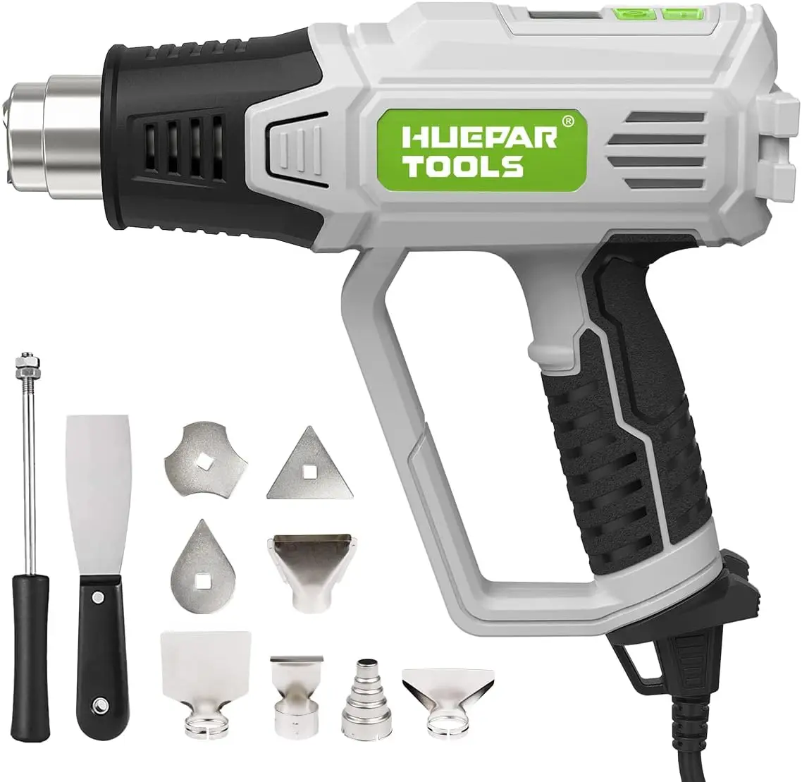 Pistola de aire caliente con temperaturas LCD, pistola de calor ajustable, soplador térmico, envoltura retráctil con 5 boquillas, Drye de construcción de alta potencia