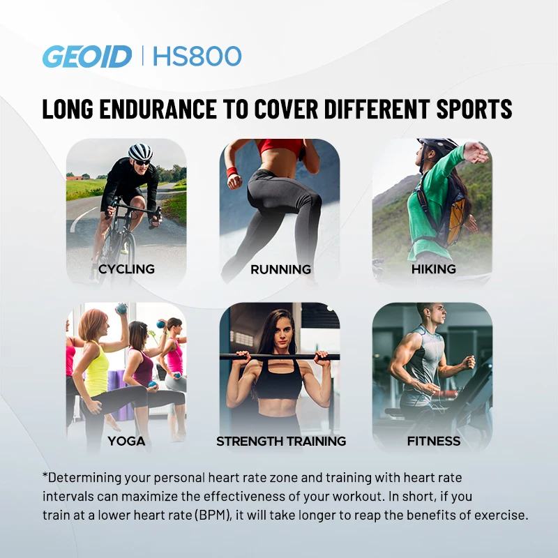 GEOID brazalete Monitor de ritmo cardíaco HS800 HRM rastreador de ejercicios Sensor HR HS500 correa para el pecho ejercicio ciclismo deporte accesorios de Yoga