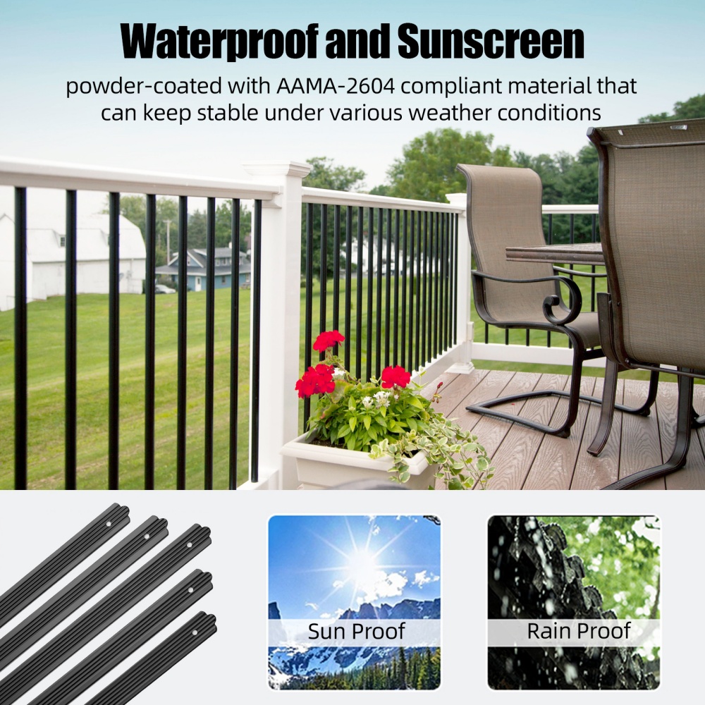 50 Stück Aluminium-Deckbaluster, flach, gerade/Wellenbogen-Deck-Baluster mit Schrauben, Baluster-Deckleisten für Treppendeck