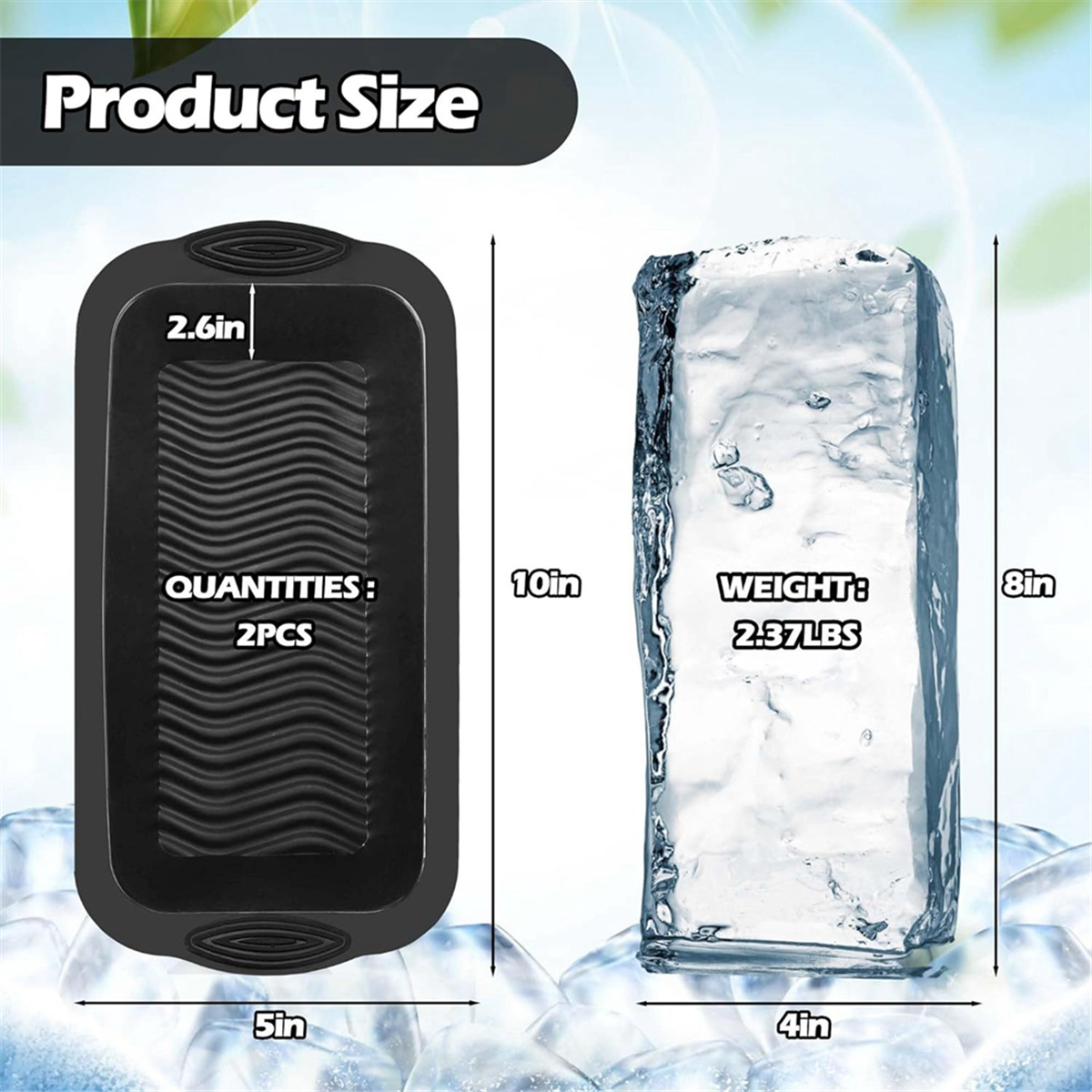 A72P 2 Stück extra große Eisblockform, Eisformen für Eisbad, Silikon-Eiswürfelformen für kalte Tauch- oder Kühler, Eiswürfelform