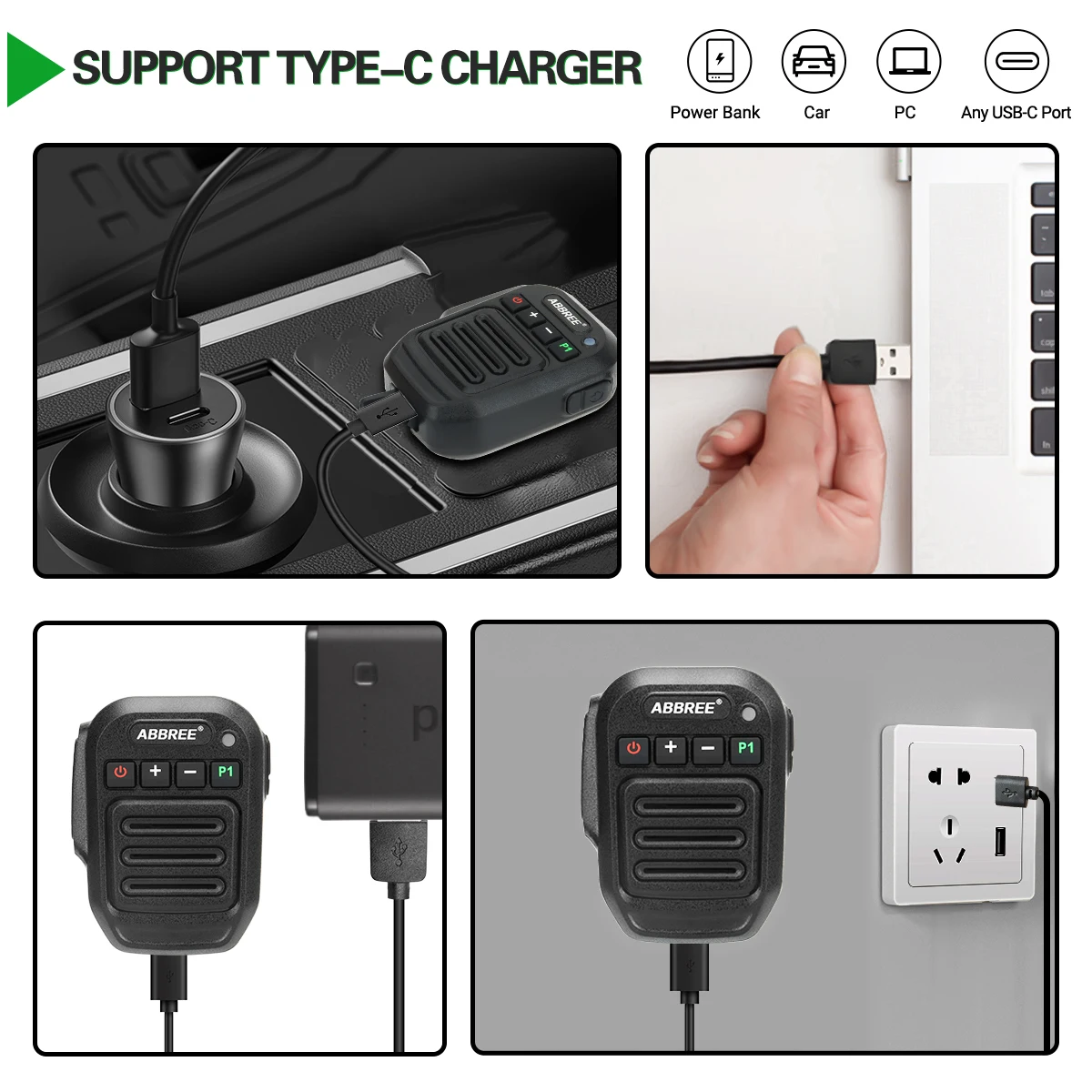 Abbree sem fio bluetooth portátil alto-falante microfone de ombro à prova dwaterproof água para baofeng quansheng walkie talkie UV-32