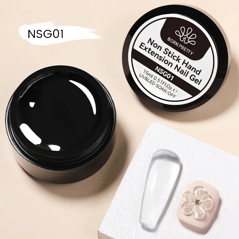 BORN PRETTY 15ml Non Stick Hand EXTENSION เจลเล็บแกะสลักดอกไม้เล็บ Shaping Solid เล็บอะคริลิคเจลเคลือบเงา