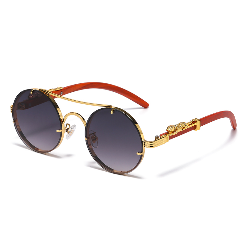 Retro punk redondo premium óculos de sol para homens dirigindo moda ponte dupla multi cor feminino compras viagem óculos de sol