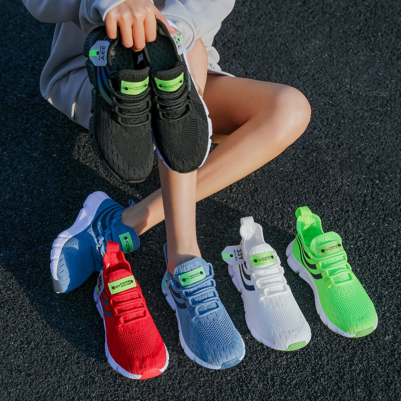 Zapatos deportivos informales para mujer, zapatillas ligeras transpirables, zapatos planos antideslizantes para correr al aire libre, zapatos vulcanizados para mujer