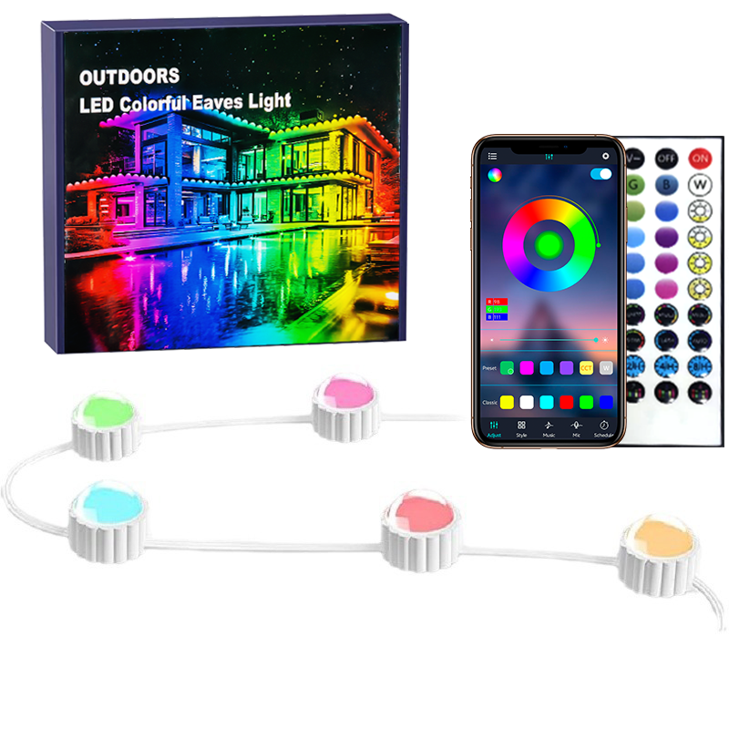15M/90M RGB Traufe LED Lichter Permanent Außen Lichter Bluetooth APP Kit Full House Traufe Licht string Weihnachten Hochzeit Beleuchtung