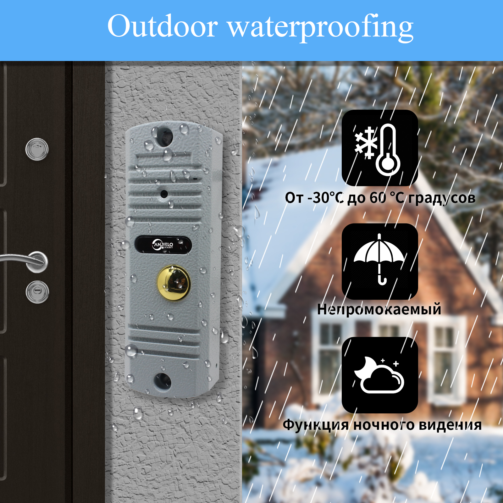 Sistema de intercomunicador de vídeo de 7 pulgadas para exteriores, timbre de Metal impermeable, resistente al frío, teléfono de puerta de vídeo para el hogar, bloqueo de visión nocturna, desbloqueo