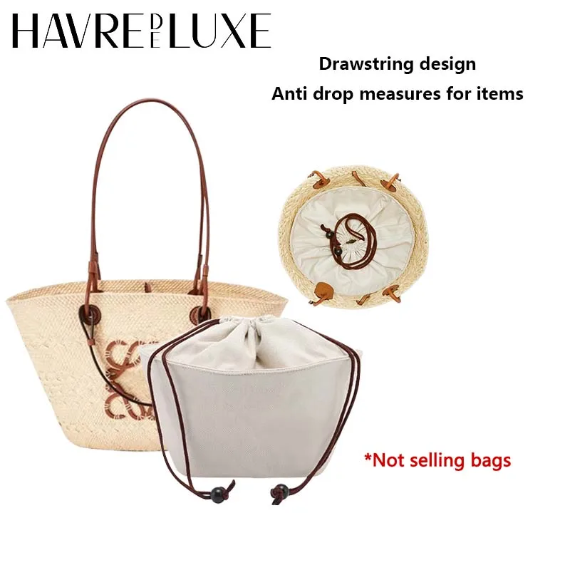 Drawstring bag organizer insert shoulder strap for Basket Picotin straw woven bag support inner liner bags accessories