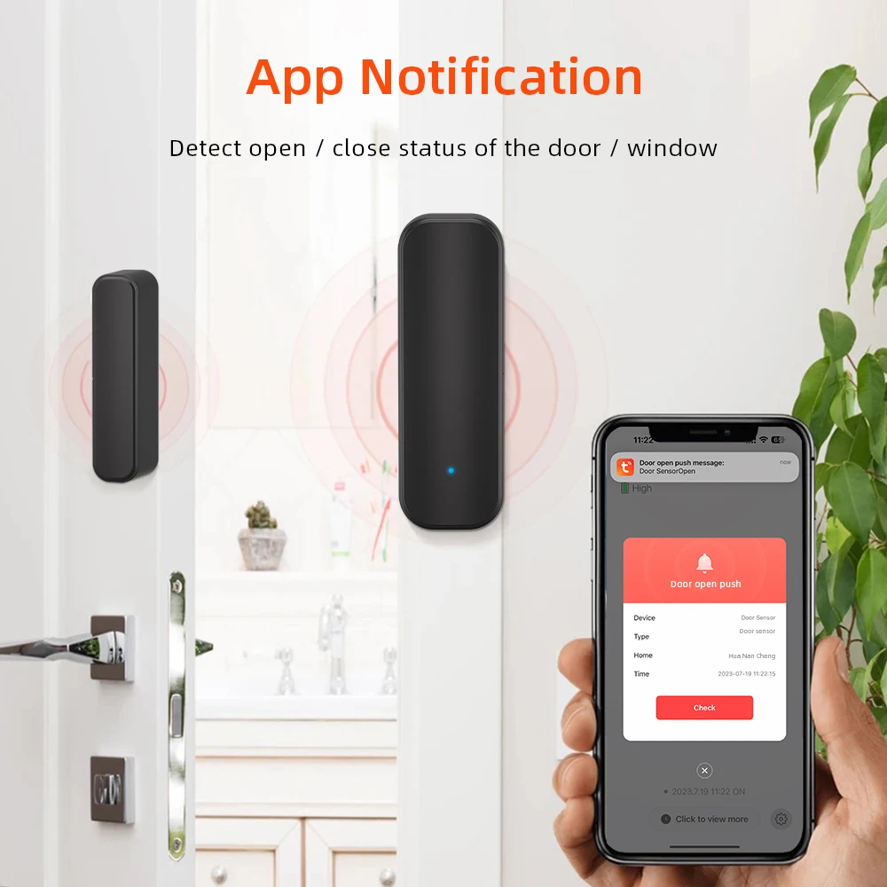 WiFi-deur open gesloten detectoren Tuya-raamsensor met app-melding Waarschuwing Contactsensor voor huisbeveiliging met zwarte kleur