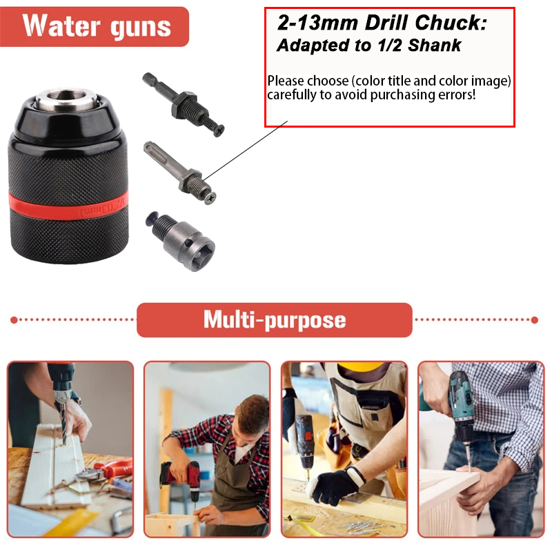 4 pçs/set, mandril de broca sem chave de metal rosqueado de 2mm ~ 13mm, mudança rápida 1/2-20UNF, haste de conversão (exagonal/SDS-Plus/adaptador quadrado de soquete)