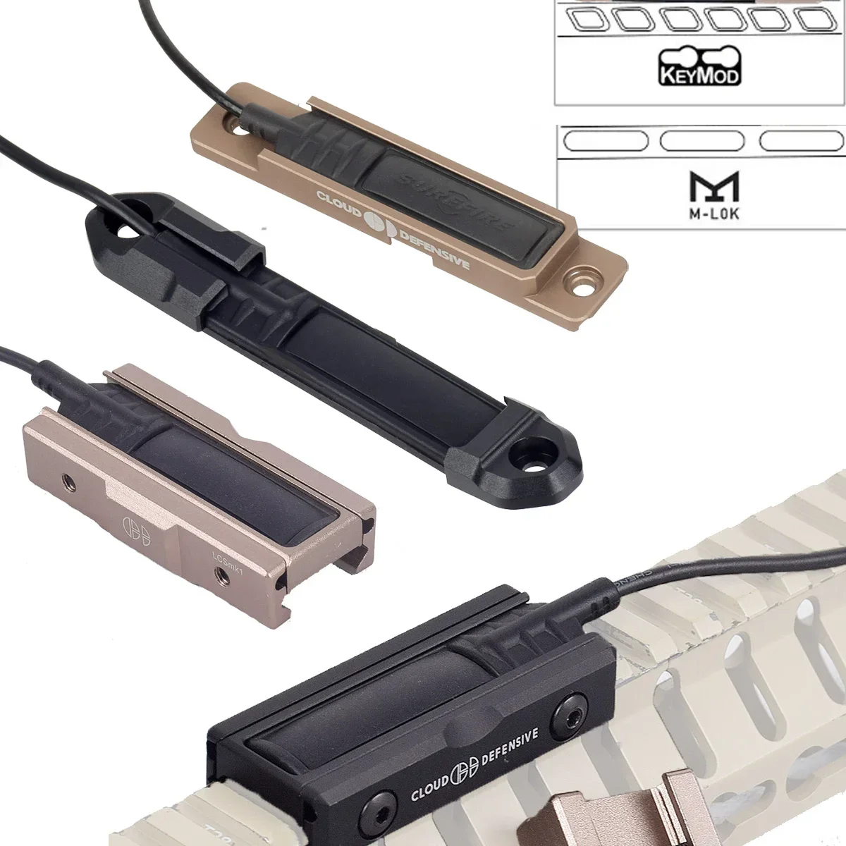 Mlok Keymod montaje en riel SF M600 M300 armas Airsoft luz de explorador linterna ST07 almohadilla de presión accesorios de interruptor riel Picatinny