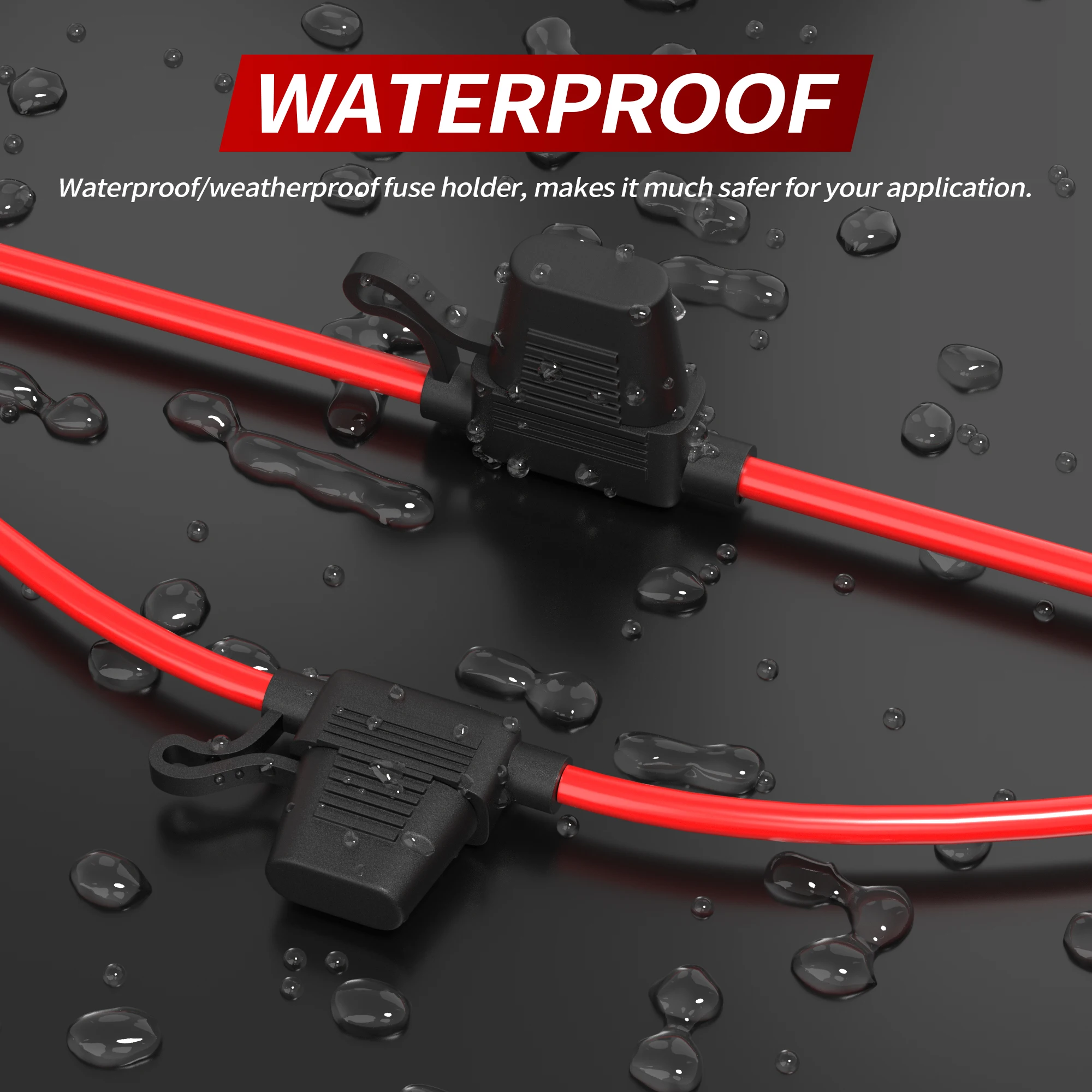 DaierTek 5PCS 18 Gauge Inline Fuse Holder 12V ATO/ATC in Line Fuse Holder 12 Volt Waterproof with 30 Amp 40 Amp for Marine Car