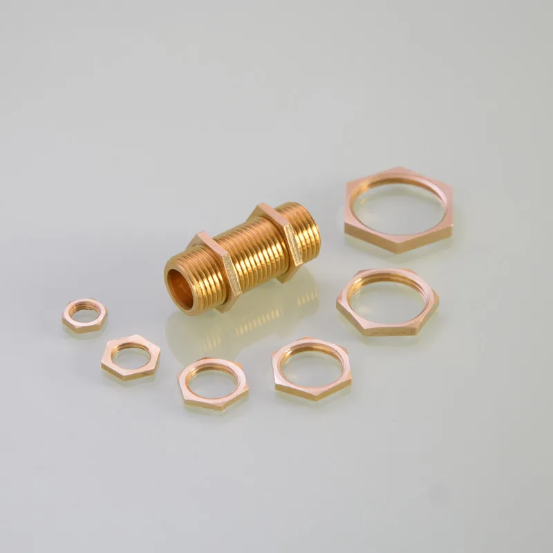 1 5 10 Uds tuercas de bloqueo hexagonales de latón accesorio de tubería 1/8 1/4 3/8 1/2 3/4 1 pulgada BSP rosca hembra vástago Hexagonal tapa tuerca con brida de cobre