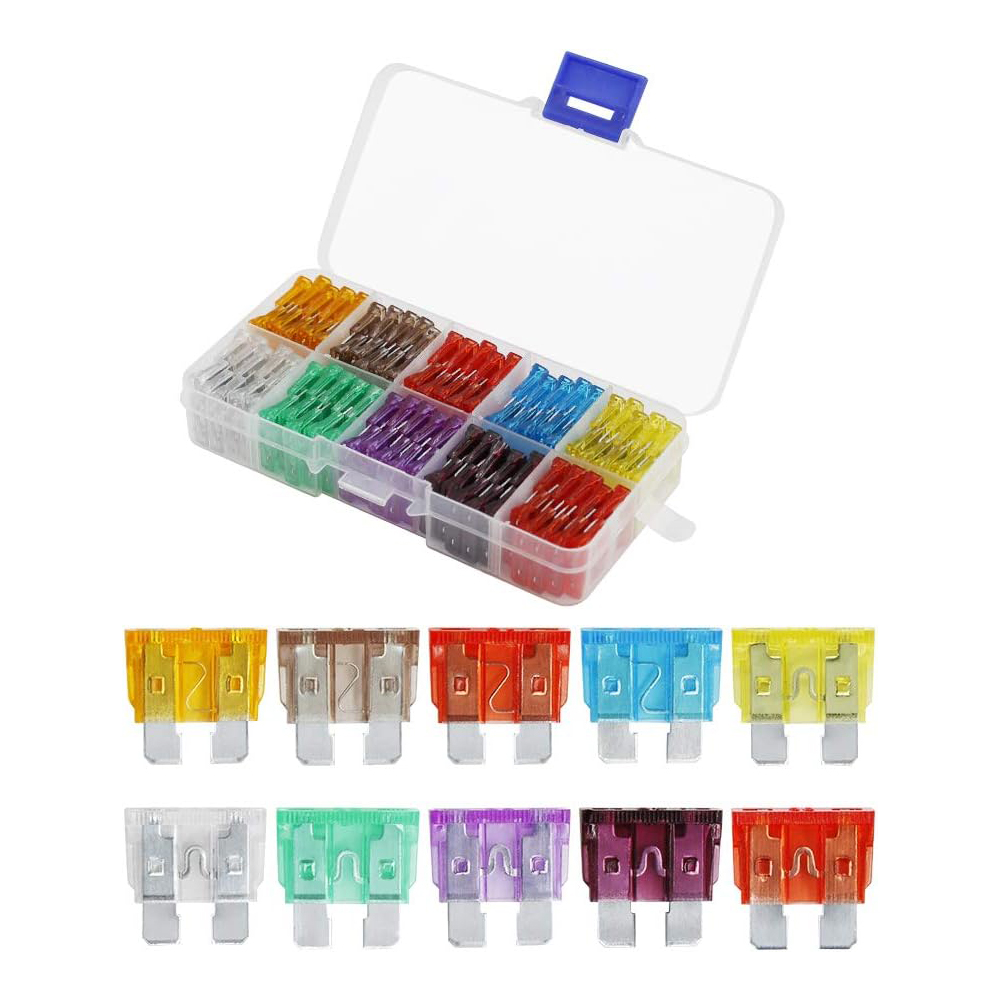 100-delige standaard zekeringen Kit Autozekeringen Assortiment Kit Standaardformaat Automotive Blade Fuse voor camper, auto, vrachtwagen, marine, boot