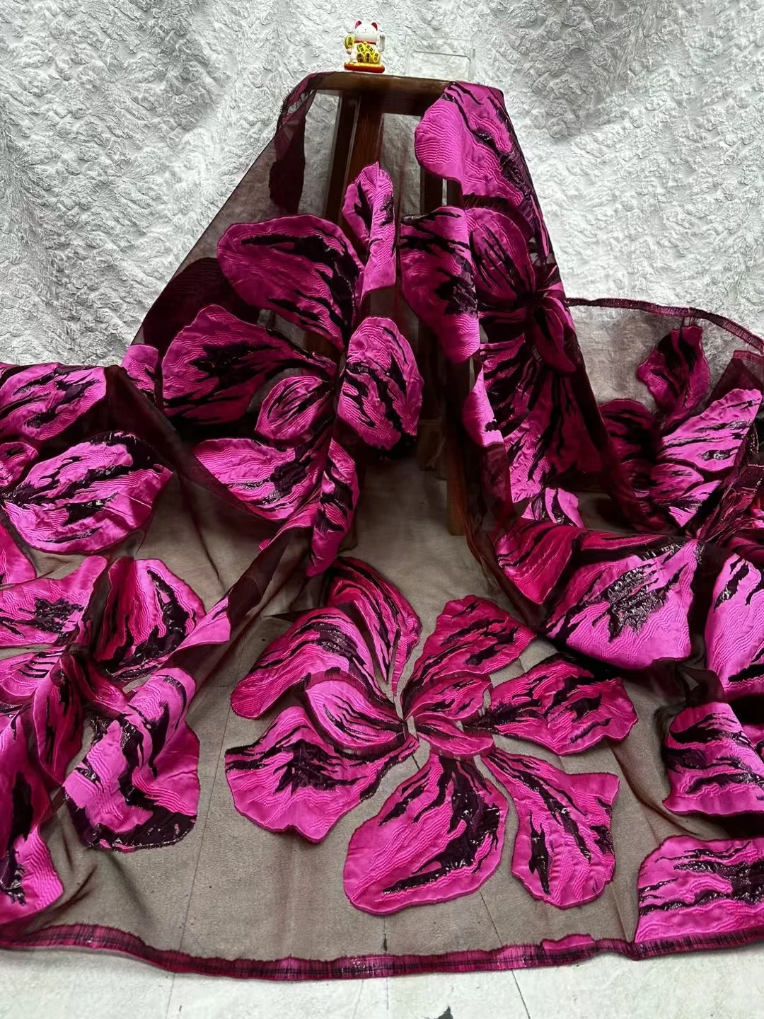 Atacado africano jacquard brocado tecido de renda francês nária organza tecido de renda para vestido de festa material de costura