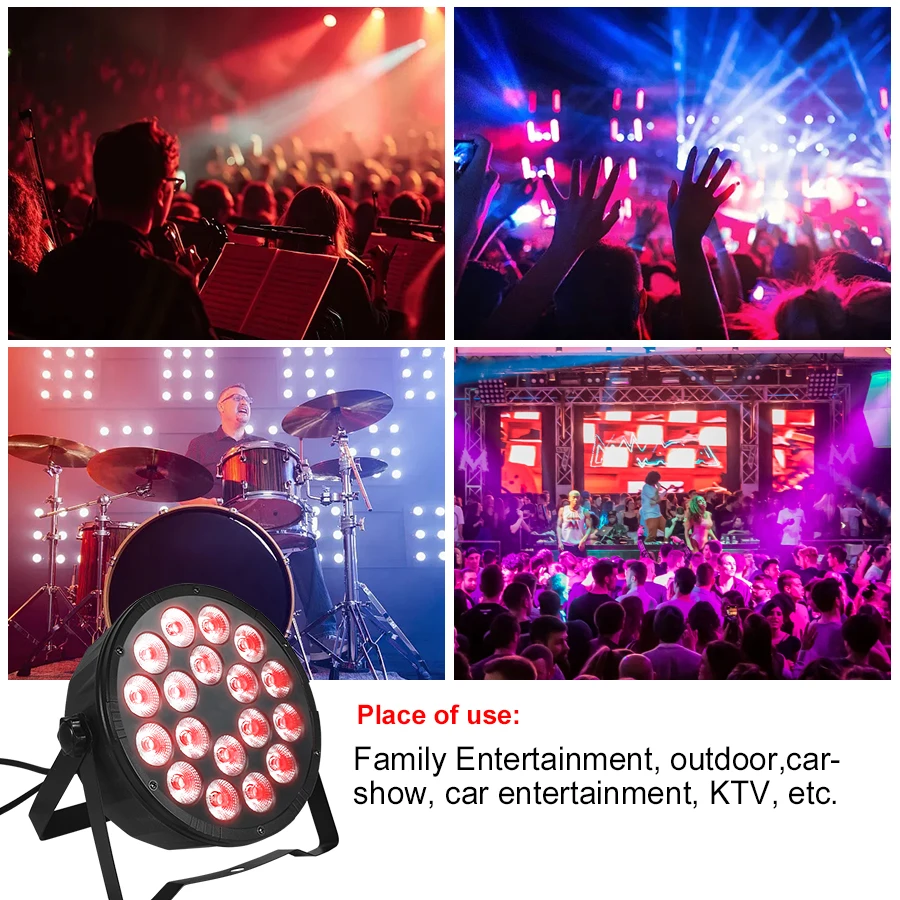ไฟเวทีไฟ4in1 RGBW 72W DMX ใช้ได้กับการควบคุมเสียงสว่างพิเศษแสงแบนสำหรับดีเจดิสโก้งานแต่งงานคลับบาร์โชว์