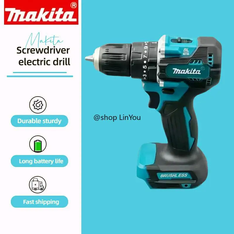 Wiertarko-wkrętarka udarowa Makita DDF487 10mm, bezszczotkowa, 18V, akumulatorowa litowo-jonowa, wiertarka ręczna do użytku domowego, elektryczny wkrętak o wysokim momencie obrotowym