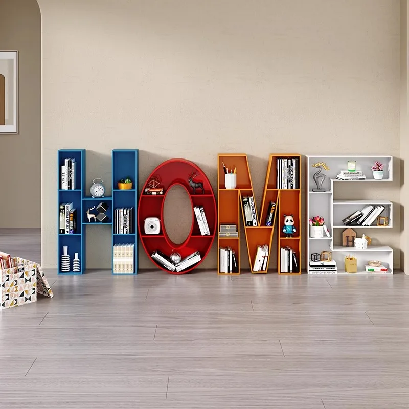 Alphabet Letter Bookshelf – Metal Display Bookcase, Freestanding/Wall-Mounted, Custom A–Z for Kids Room, School & Library