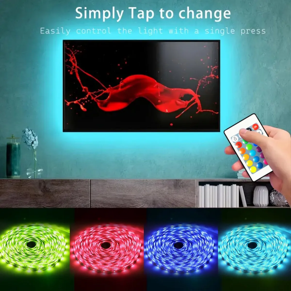 LED strip for TV back, with infrared remote control RGB lamp, suitable for bedroom, home, game room, party and wall decoration