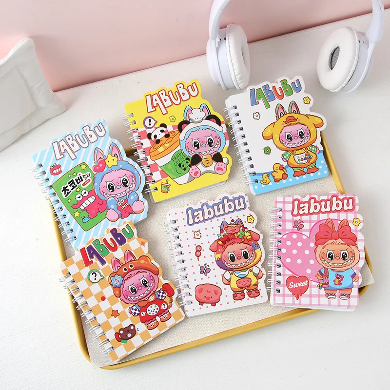 10 Uds. Venta al por mayor, cuaderno creativo de dibujos animados A7 en forma de bobina, Bloc de notas de bolsillo portátil para estudiantes, papelería, libro de premios