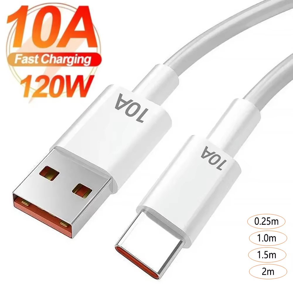 10A USB To Type C High Speed Data Cables 0.25m/1m/1.5m/2m Super Fast Charging Wires Type C Cable Charge Quick Charge Data Cords