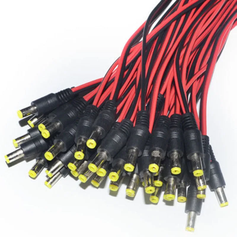 10 pçs/lote macho fêmea plug 12v dc power pigtail cabo jack para câmera cctv conector cauda extensão dc fio
