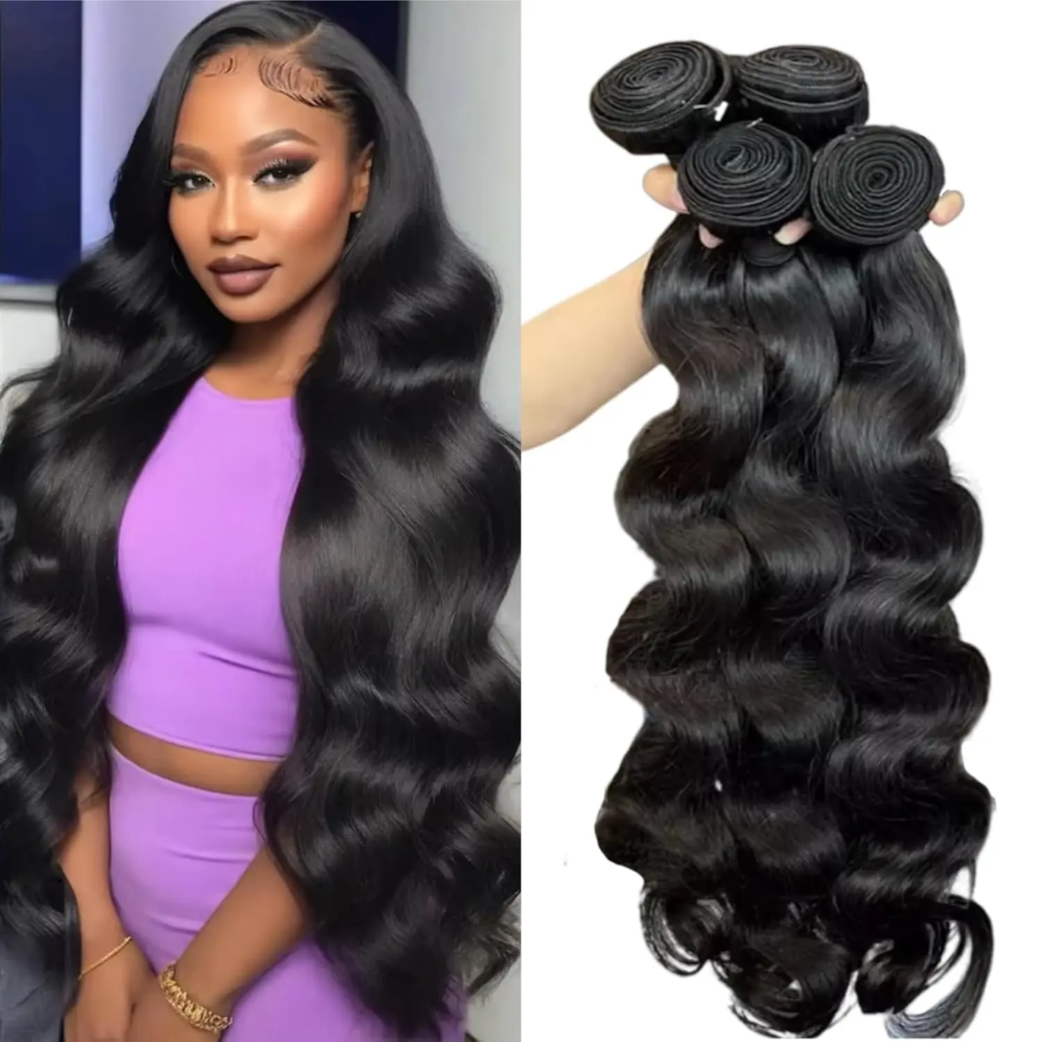 Pacotes de cabelo humano 30 32 Polegada onda do corpo 100% tecer cabelo humano pacotes natural remy cabelo 1/3/4 pacotes corpo ondulado extensões de cabelo