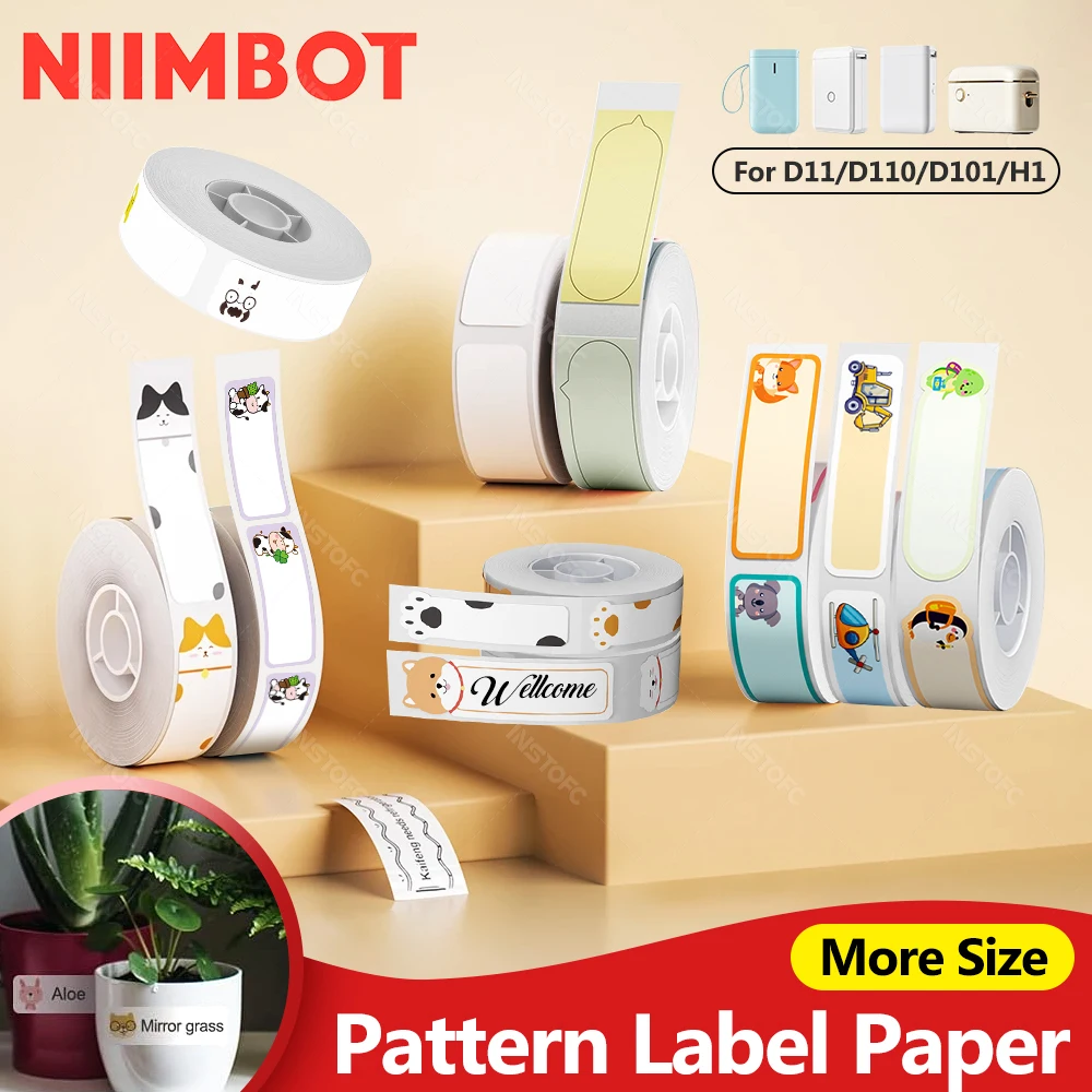 Niimbot Modello Cartoon Per D110 D110-M/D11 D11-H/D101 Mini Stampante di Etichette Portatile Carta per Etichette Termiche Rotoli di Adesivi Impermeabili