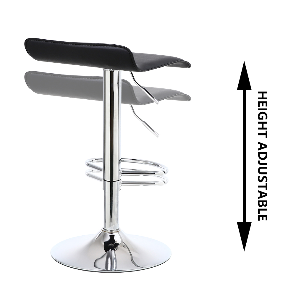 KKTONER-Tabouret de Comptoir Réglable en Cuir PU, Ensemble de 2 Barres Carrées, Noir