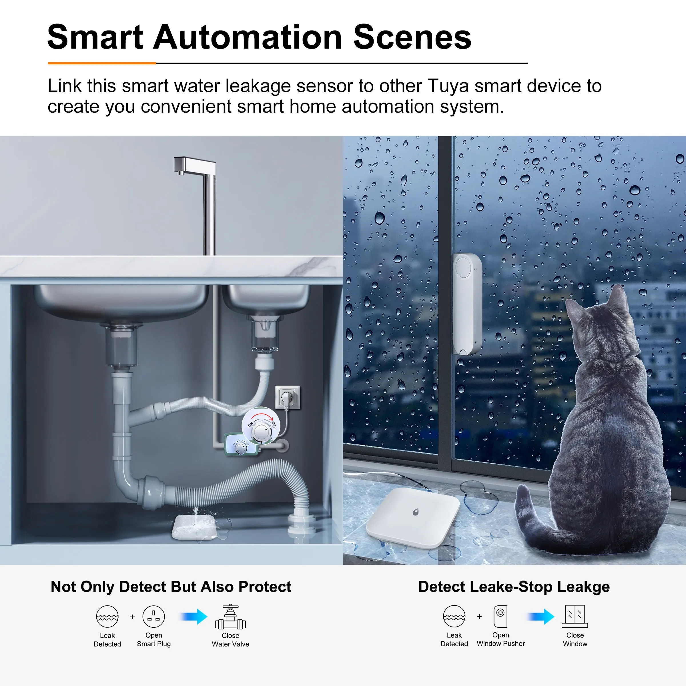 GIRIER Tuya ZigBee Wasserlecksensor Smart Leckage Detector Alarm für Smart Home Security IP66 Wasserdicht Unterstützung Home Assistant
