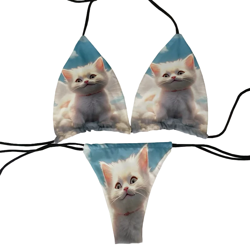 Maillot de bain deux pièces imprimé 3D personnalisé, bikini personnalisé bricolage, soutien-gorge push-up rembourré, string, maillot de bain, vêtements de plage