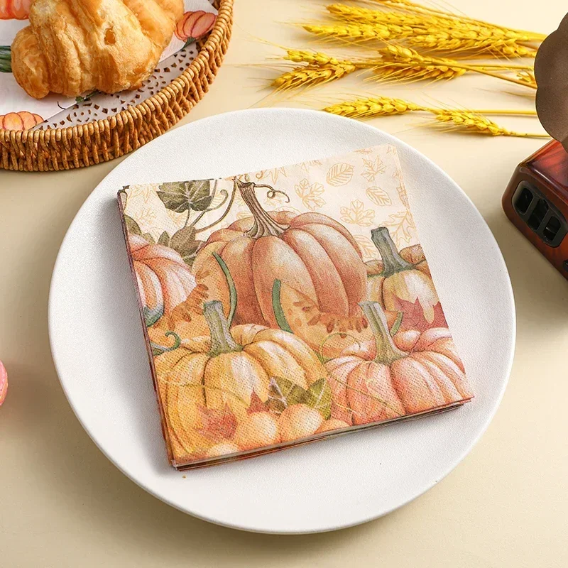 10/20 pz 33cm 2Ply ringraziamento zucca tovaglioli di carta colorati tovaglioli per feste tovagliette di carta decorativa farfalla carta barlet