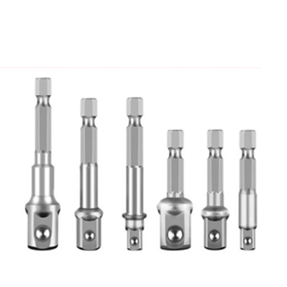 Chrome Vanadium Steel Socket Adapter Hex Shank to 1/4" 3/8" 1/2" Extension Drill Bits Bar Hex Bit Set Power Tools tightly Tools