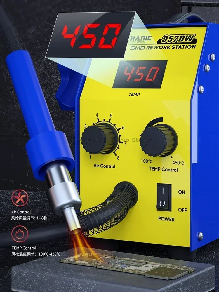 Паяльные станции MECHANIC 957DW Станция для распайки с двухслойной паяльной станцией горячего воздуха для нагрева основной платы Оловянный припой