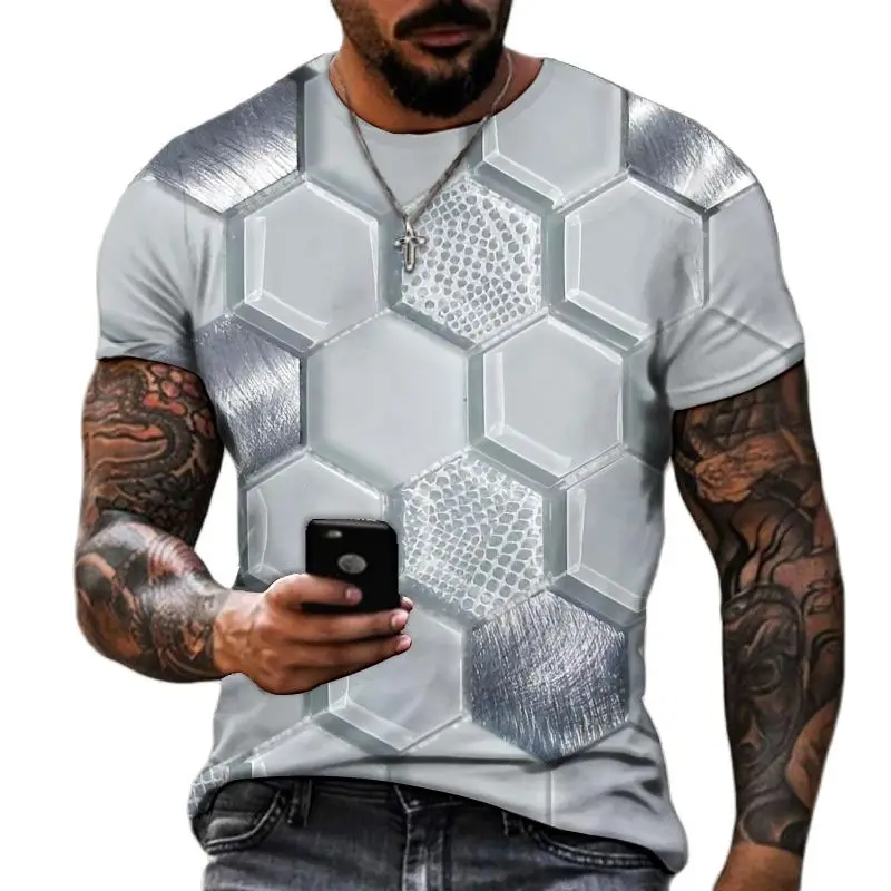 3D Tシャツ男性のファッションヒップホップ O ネック半袖トップス抽象原宿メンズ Tシャツ特大 Tシャツシャツ男服