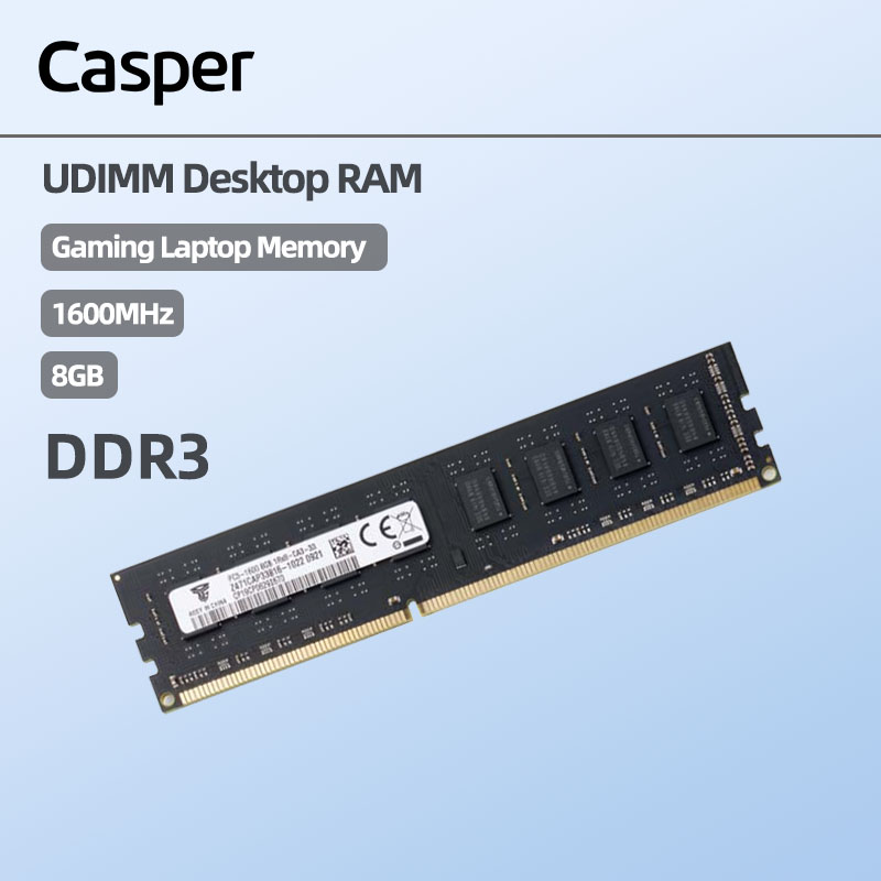 Casper pc memória de computador ddr3 8gb 1600mhz módulo de memória pc ram desktop escritório trabalho designer software jogando jogo rápido (preto)
