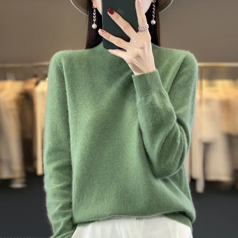 女性用ニットカシミヤセーター,女性用セーター,メリノウール100%,ウォームトップ,新品,冬,2022