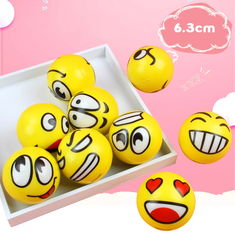 6PCS 6.3 ซม.Facial Expression Foam Ball PU Extrusionความดันกีฬากลางแจ้งDecompressionของเล่นนาฬิกาข้อมือกีฬาของเล่นเด็ก