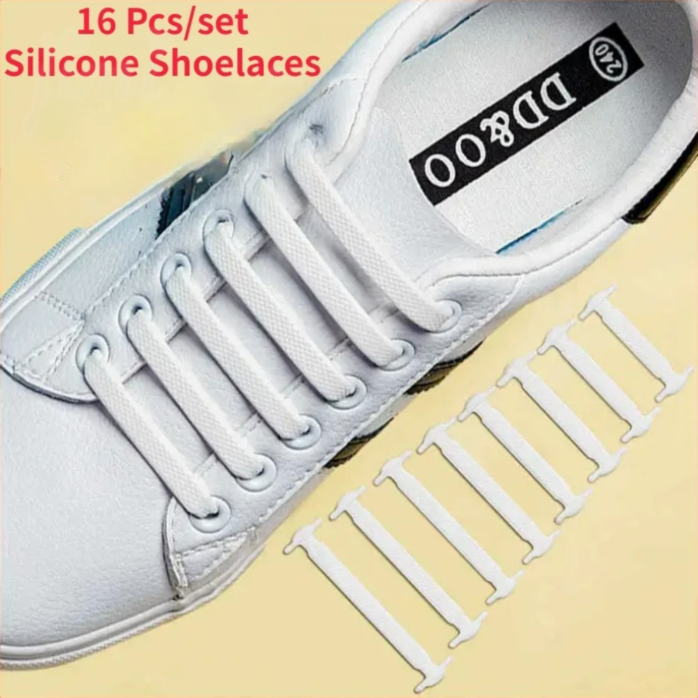 16 Uds. Cordones de silicona sin cordones, cordones sin corbatas, cordones de encaje elásticos, cordones de silicona perezosos creativos para niños y adultos, encaje de goma