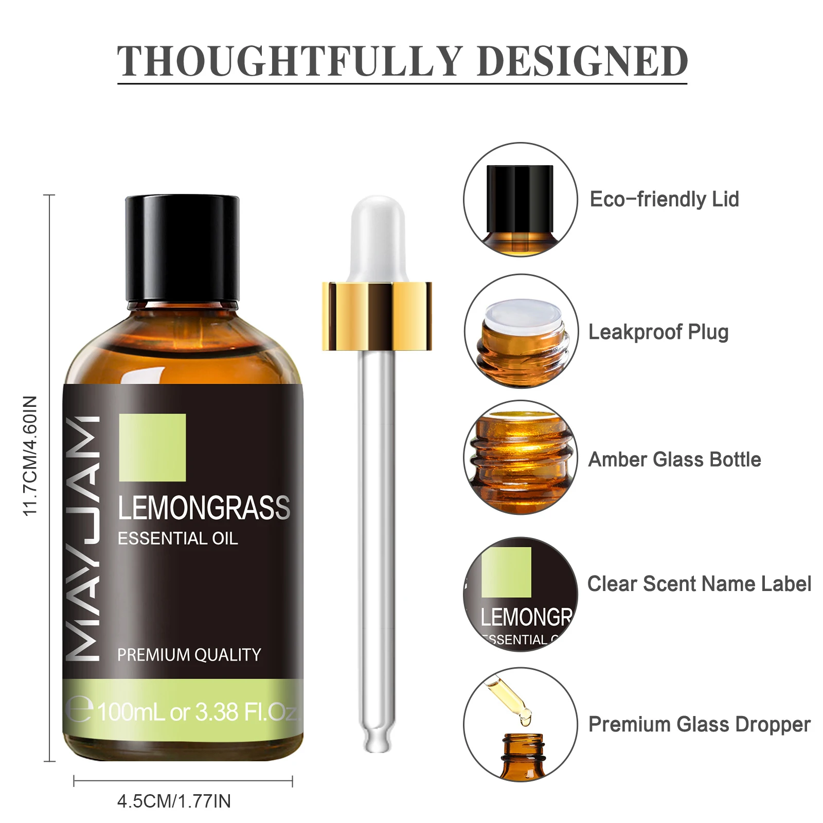 MAYJAM 1 ชิ้น 100ML ธรรมชาติพืชน้ํามันหอมระเหยสําหรับความชื้น Aromatic Diffuser วานิลลา Lavender Mint Bergamot Rose