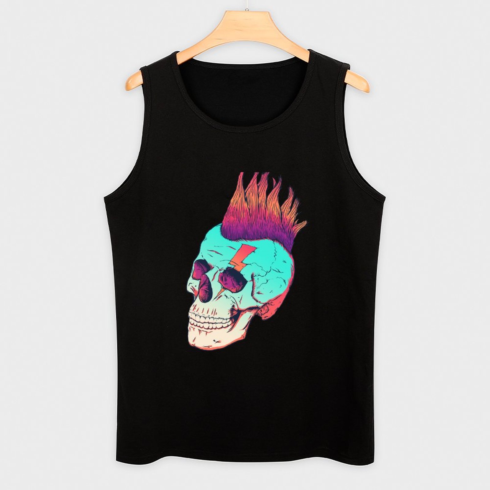 Skullpunkdue Tank Top Gym T-shirt untuk pria rompi latihan beban
