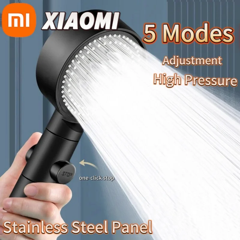 Xiaomi หัวฝักบัว 5 โหมดประหยัดน้ําปรับหัวฝักบัวแรงดันสูงสเปรย์มือถือแขวนอุปกรณ์ห้องน้ํา 2024