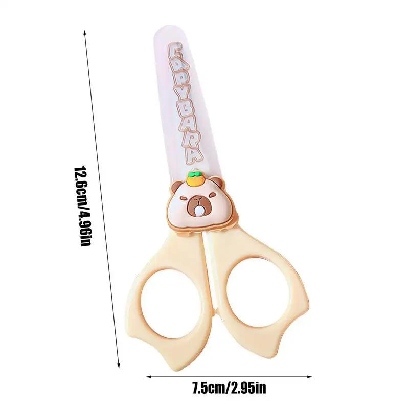 Kid Scissors Cartoon Capybara Safety Scissors With Round Tip Children Activities Supplies Anti-Slip Handle Students Stationery