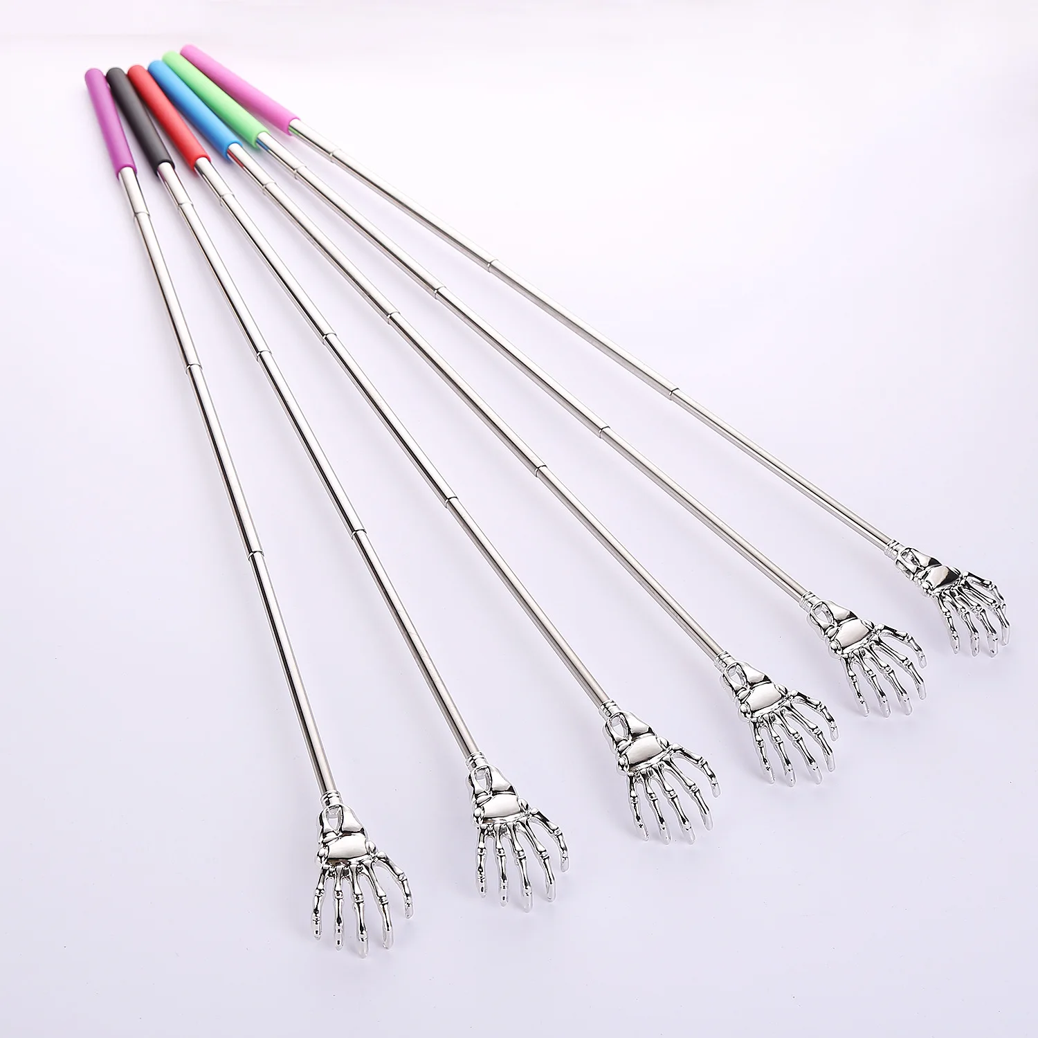 Práctico y práctico, portátil, ajustable, de acero inoxidable, Clip para bolígrafo, rascador de espalda, bolsillo telescópico, Kit de masaje para rascar, herramienta Manual