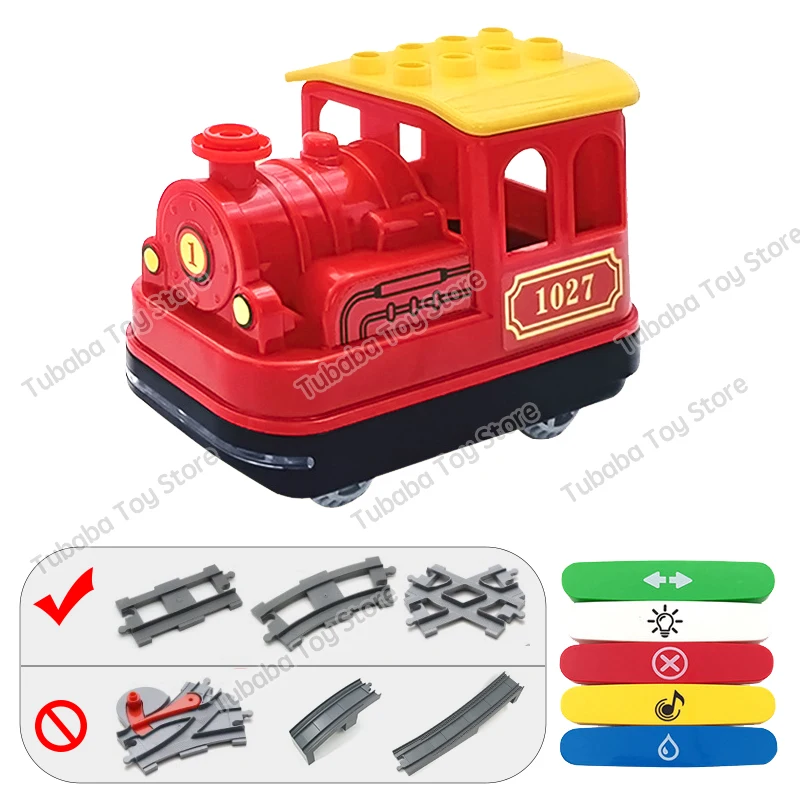 Accessoires voor treinspoor voor kinderen Grote bouwstenen DIY-spoorwegspeelgoed Grote blokken Compatibel Duploed STEM Educatief cadeau Peuters