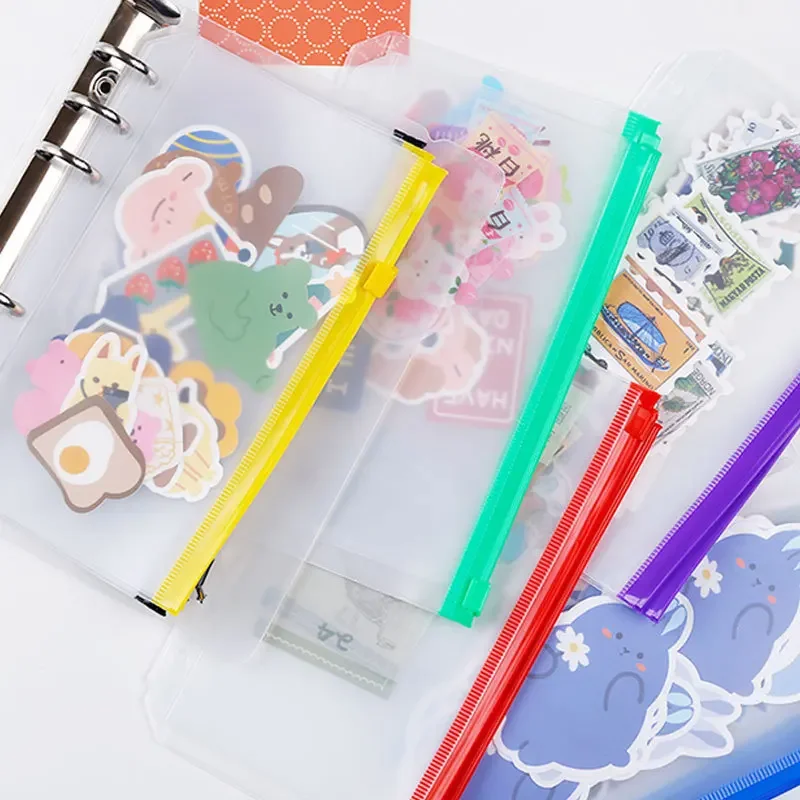 ノートブック用6穴バインダー,ポケットケース,防水,着色,PVC,十分な葉,予算,ラップホルダー,a5/a6