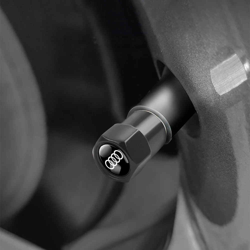 4PC Car Metal Wheel Tire Valve Air Stem Cap Badge Cover For Audi Sline RS6 TT A1 A2 A3 A4 A5 A6 A7 A8 Q1 Q2 Q3 Q4 Q5 Q6 Q7 Q8 B9