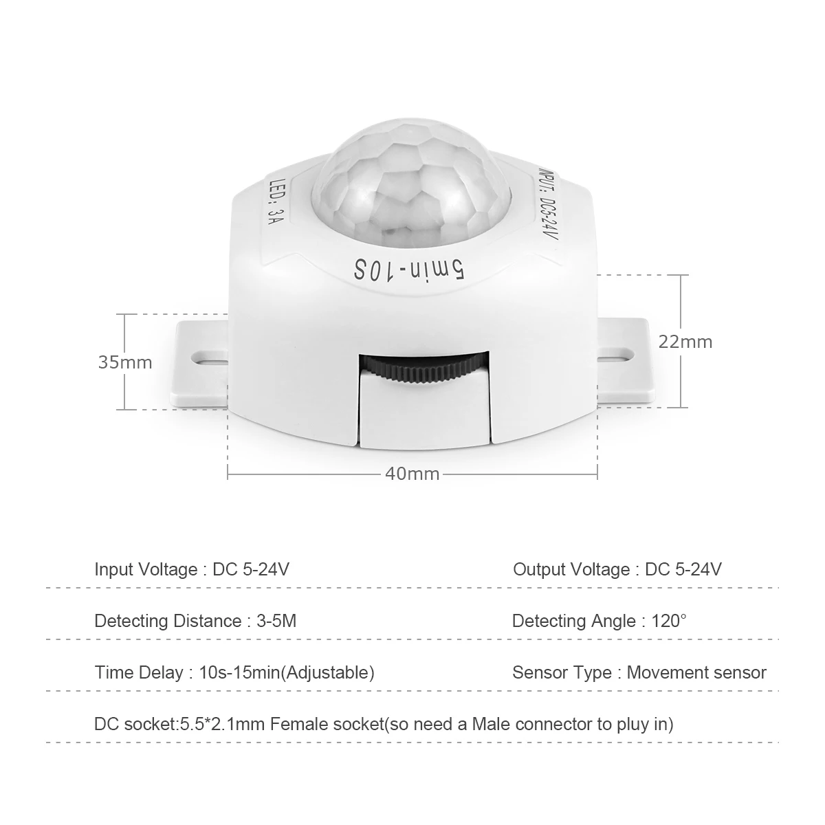 Dc 5v 12v 24v 3a altamente sensível sensor de movimento pir interruptor de luz infravermelho ir sensor detector interruptor atraso tempo para tira led