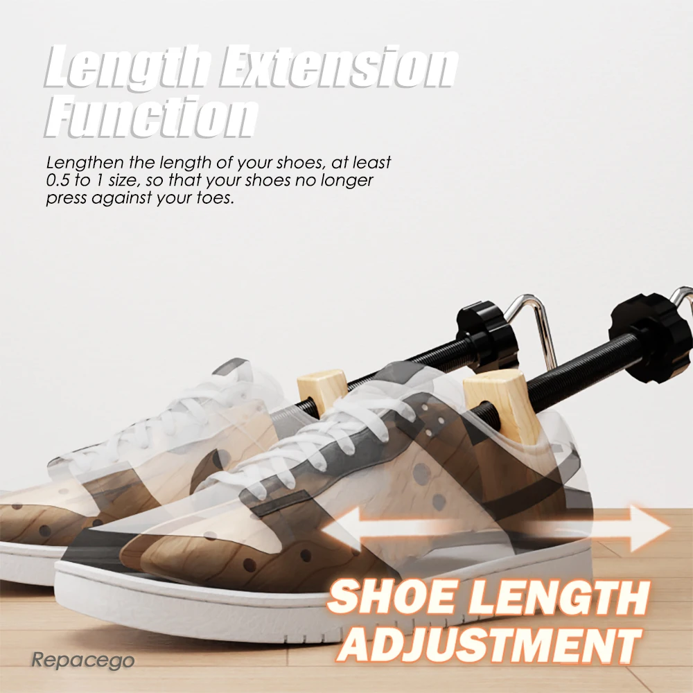 Repacego 1 Pz Alberi per scarpe in legno Barella per scarpe regolabile Espansore Uomo Donna Unisex Lunghezza Larghezza scarpe Estensore Keeper Tacchi