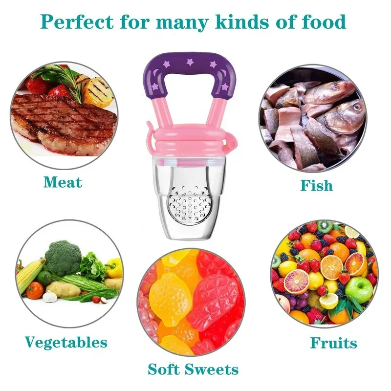 Baby Fruit and Vegetable Teether Fresh Food Supplement Toys Infant Fruit Teething Silicone Pouches Baby Feeding Tableware