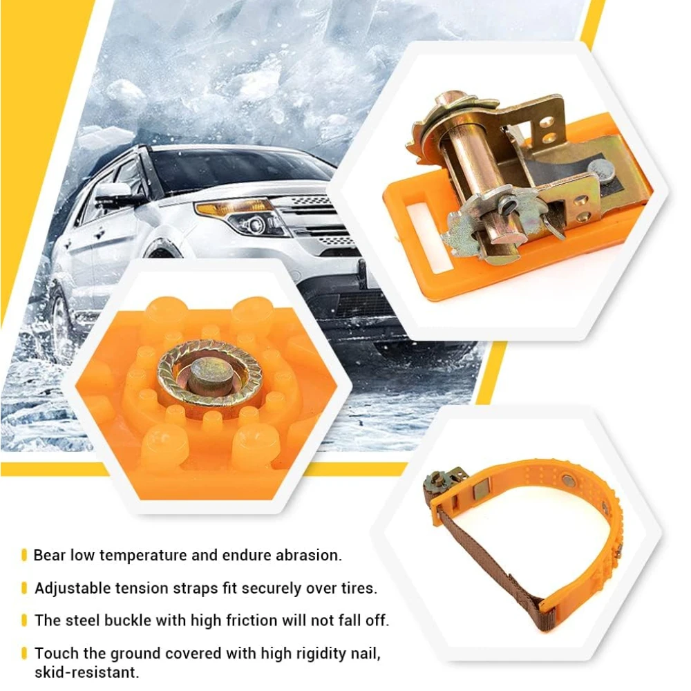 10pcs Universal Car Snow Chains TPU Wheel Security Chains Adjustable Snow Tire Chains Portable Emergency Traction Snow Mud Chain